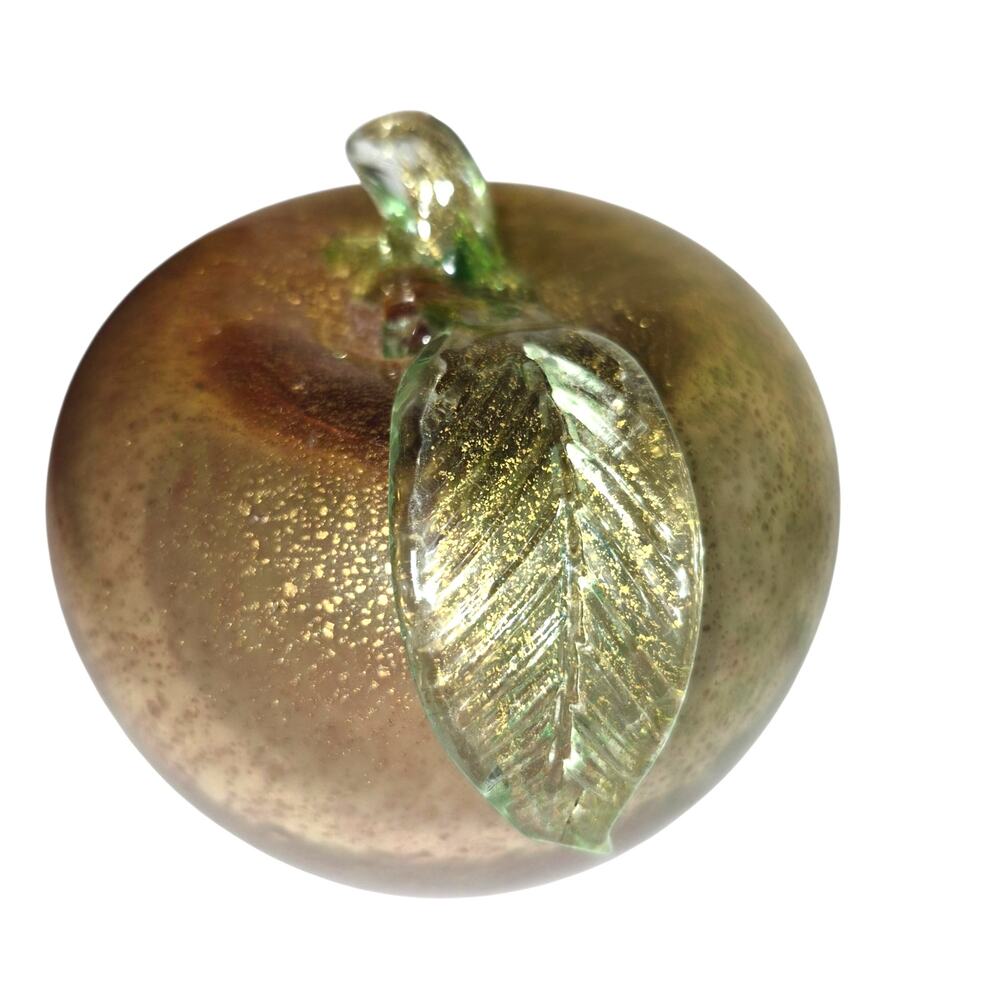 Vintage Morano Art Glass Hand Blown Apple Infused Gold Flecks Tabletop Decor - Picture 5 of 10